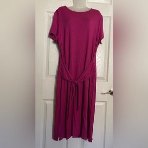 Hot Pink front tie jersey dress